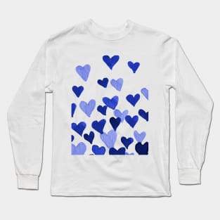 Valentine’s Day Watercolor Hearts – blue Long Sleeve T-Shirt